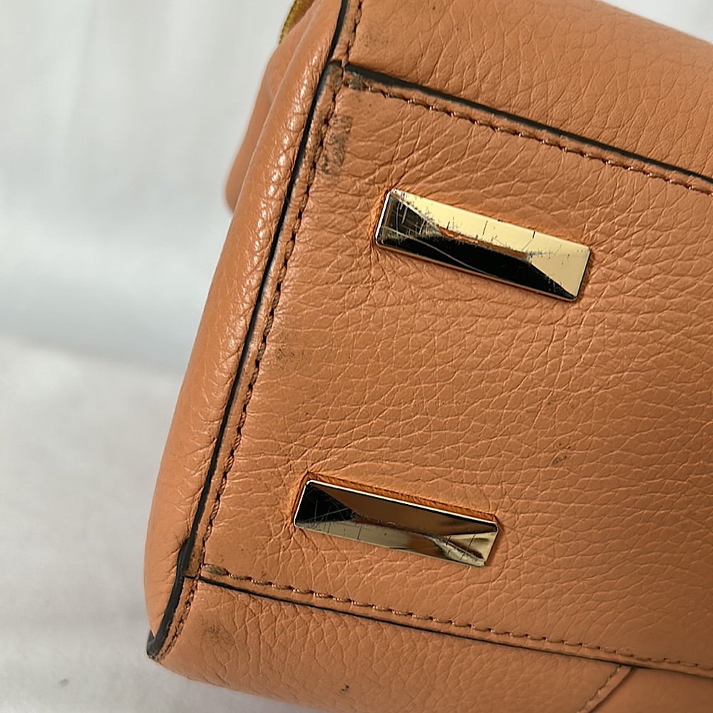 Rebecca Minkoff Peach Tan Pebbled Leather Satchel Bag Purse 🌺🌺 - Picture 13 of 15